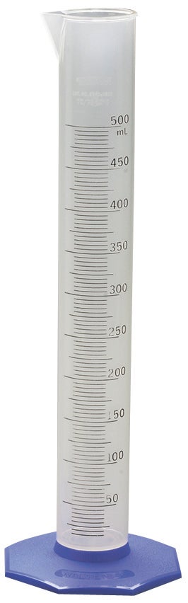 Cylinder, Graduated, Polypropylene, 250 mL +-1.4 mL, 2.0 mL divisions