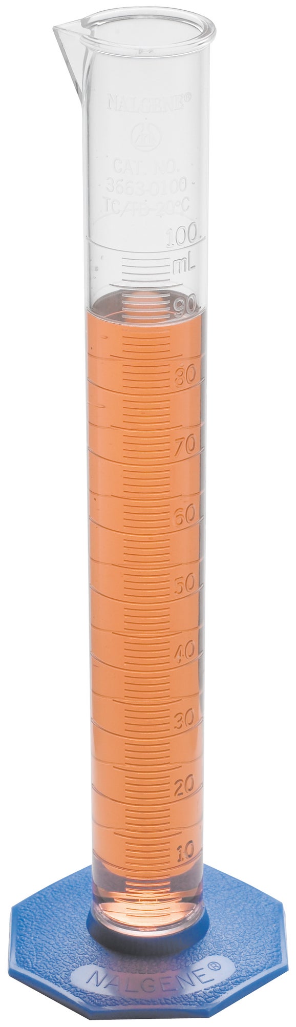 Cylinder, graduated, polymethylpentene, 25 mL +-0.3 mL, 0.5 mL divisions