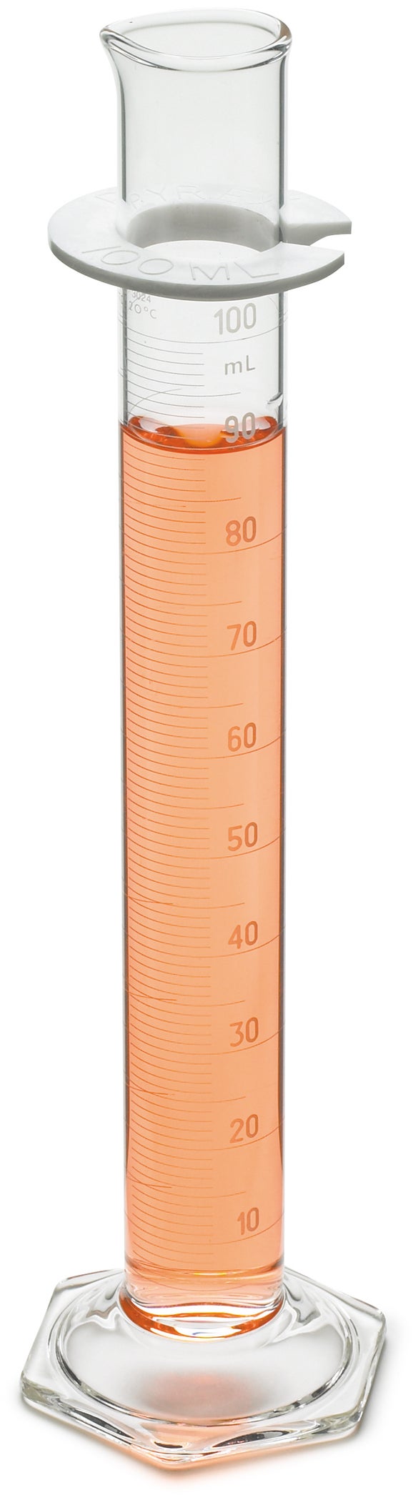 Cylinder, graduated, 50 mL +/- 0.4 mL, 1.0 mL divisions (white markings)