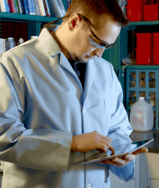 Lab Tech working on tablet
